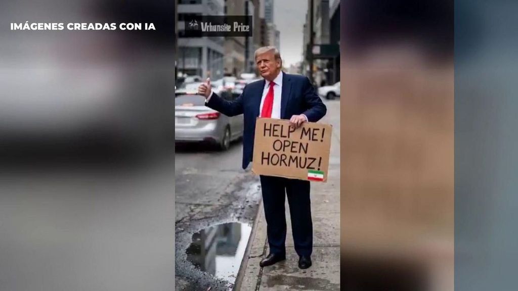 El meme viral sobre Trump hecho con IA que triunfa en la Red: nadie le ayuda con el estrecho de Ormuz