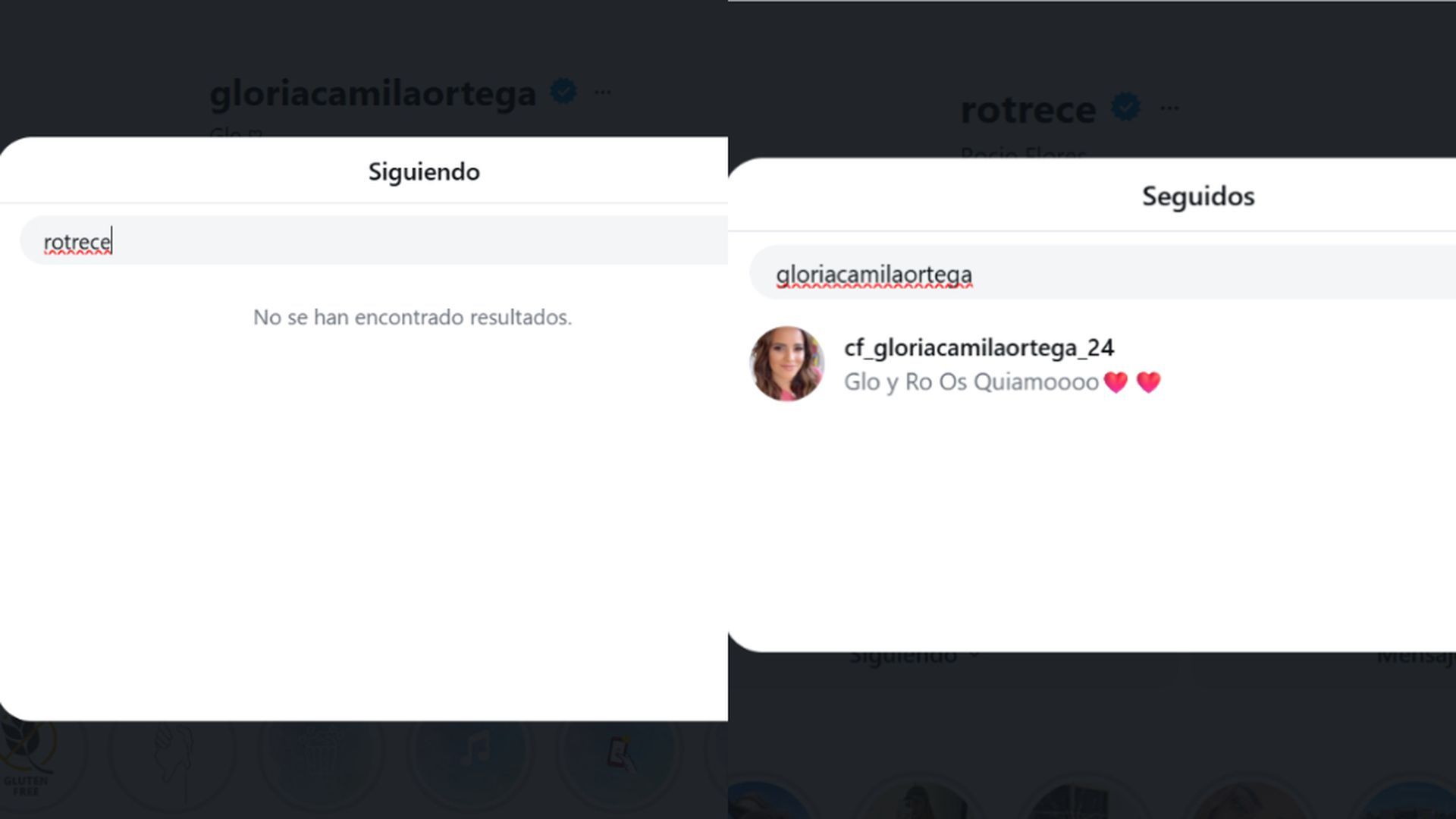 Gloria Camila y Rocío Flores no se siguen en redes