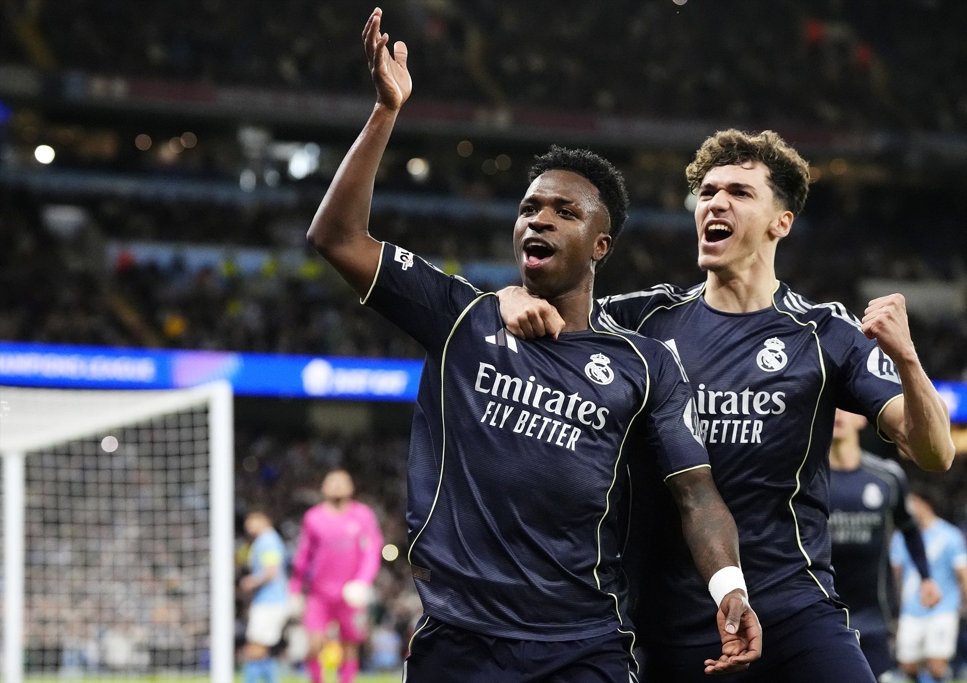 Vinicius Jr celebrando el 1-0 ante el City