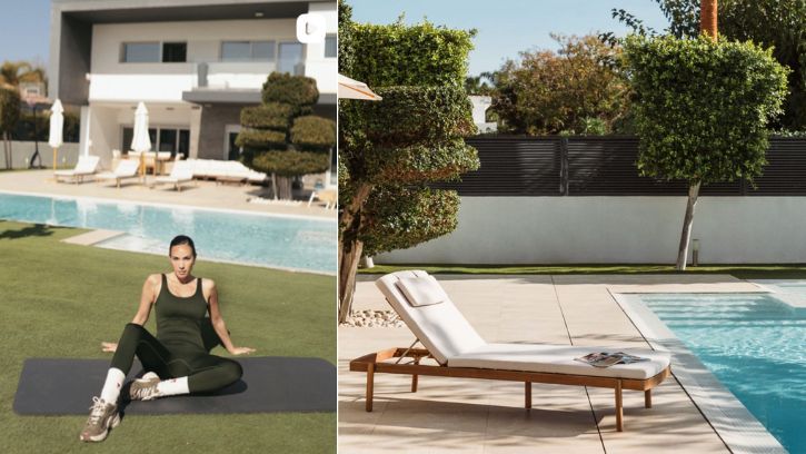 El jardín con piscina