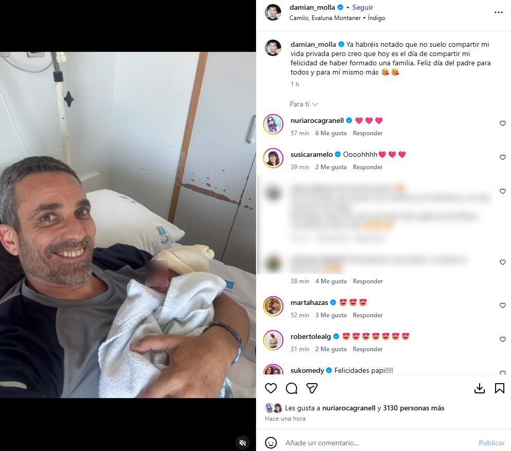 Damián Molla anuncia por sorpresa que ha sido padre