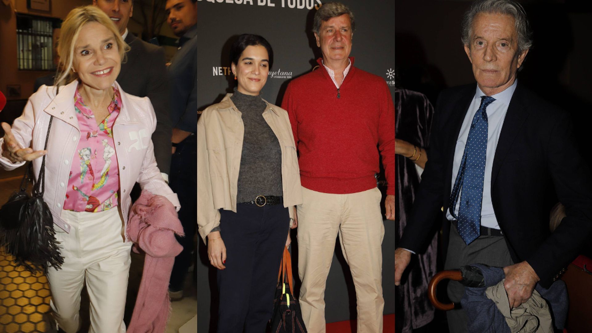 Eugenia Martínez de Irujo, Cayetano Martínez de Irujo, Bárbara Mirjan y Alfonso Díez, en el estreno de 'Cayetana, la duquesa de todos'