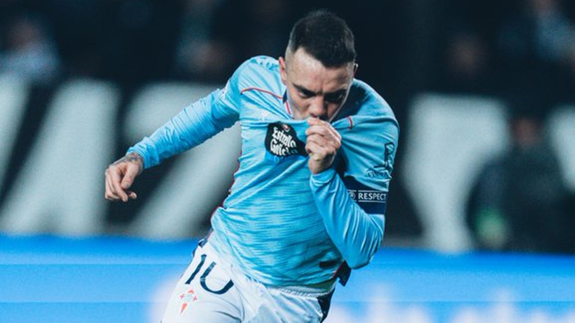 Iago Aspas celebra su gol ante el PAOK