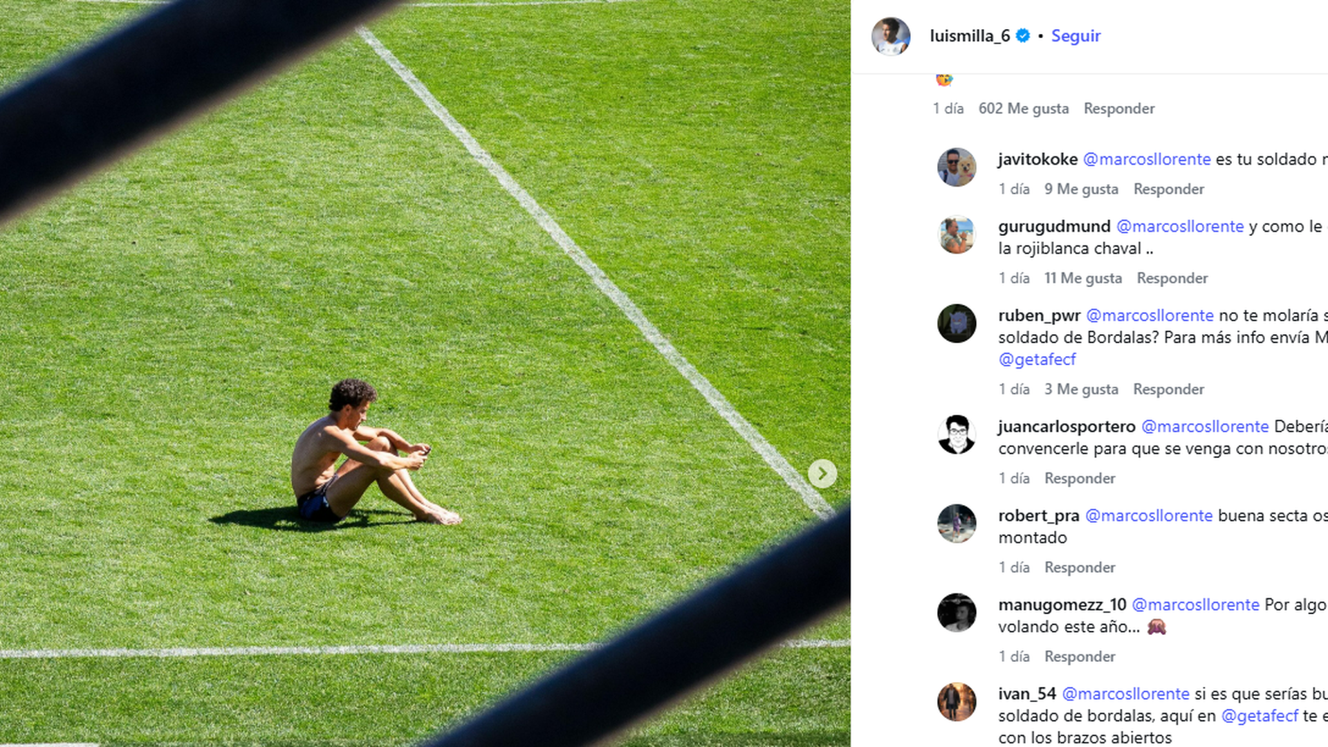 Mensajes en el comentario de Marcos Llorente a Luis Milla