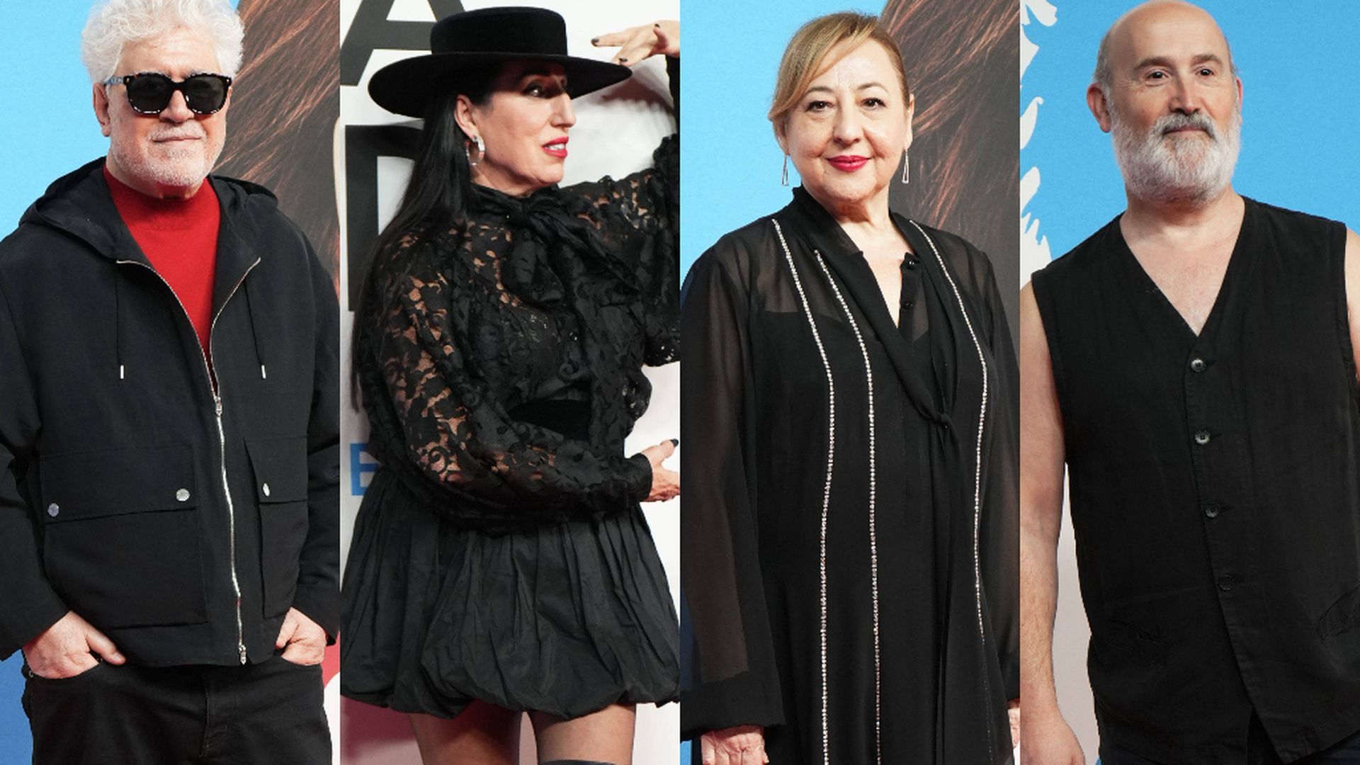 Pedro Almodóvar, Rossy de Palma, Carmen Machi y Javier Cámara, en la alfombra roja del estreno de 'Amarga Navidad'