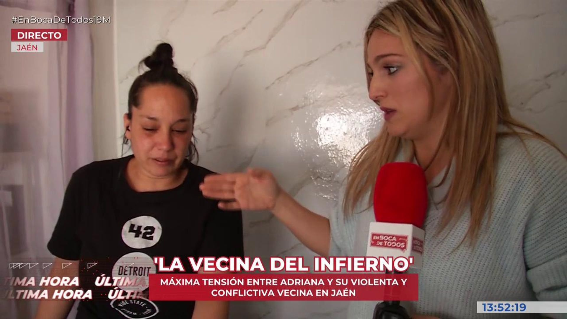 Una vecina de Jaén sufre un ataque de ansiedad en directo en ‘En boca de todos’ ante las amenazas de su vecina: “Necesito que me saquen de aquí”