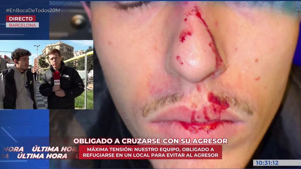 El equipo de ‘En boca de todos’ tiene que refugiarse en una cafetería ante la agresión de un sintecho en Barcelona: “Me tuve que esconder, venía a por nosotros”