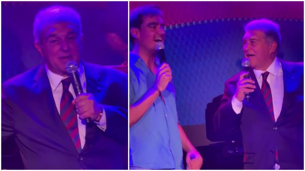 El enésimo show de Joan Laporta: canta y bota con 'Lo Pau de Ponts' y se acuerda del "repaso" a Víctor Font