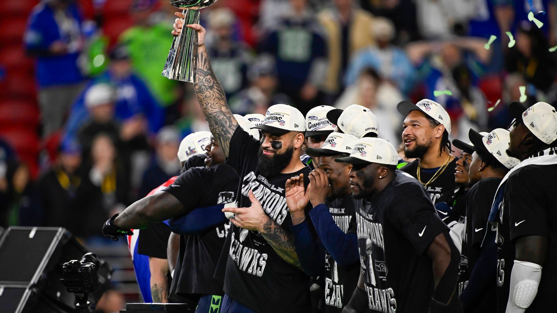 La celebración de los Seattle Seahawks de su triunfo en la Super Bowl 25-26 La celebración de los Seattle Seahawks de su triunfo en la Super Bowl 25-26