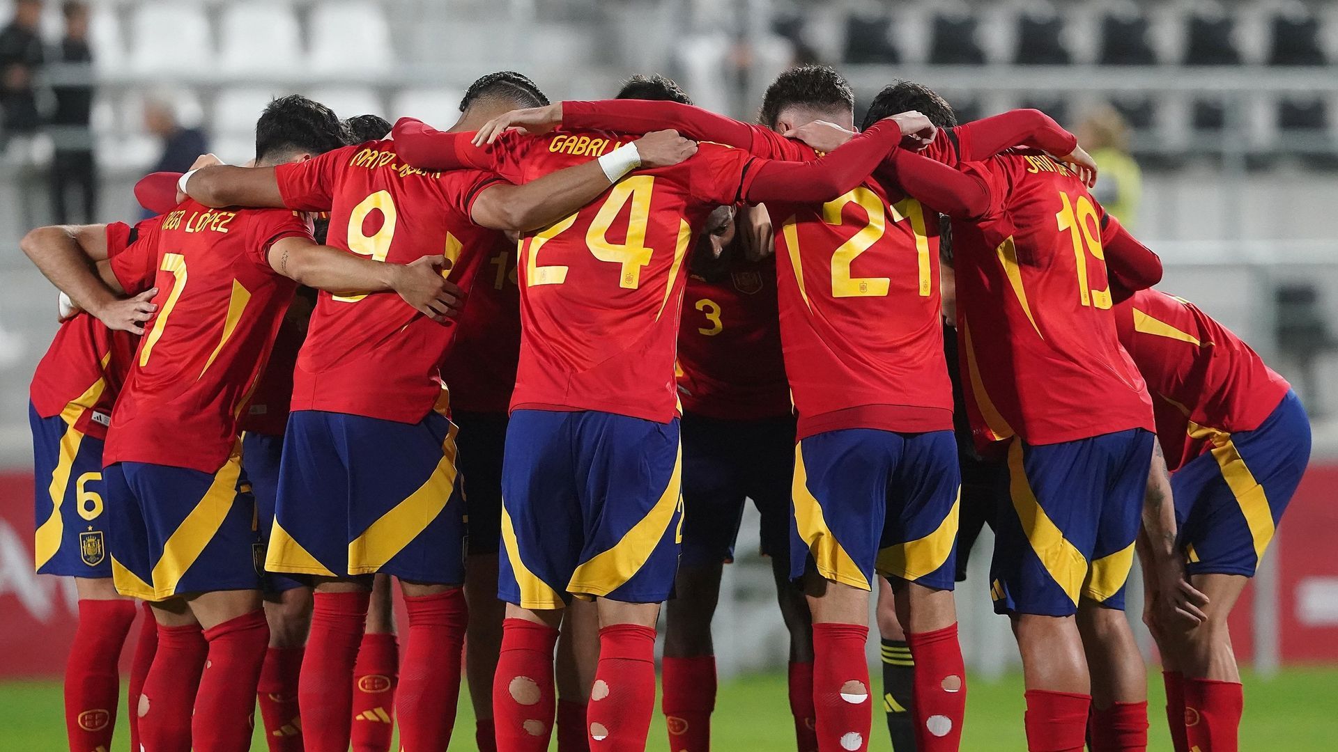 Los jugadores de la Selección Española sub 21 antes de un partido Los jugadores de la Selección Española sub 21 antes de un partido