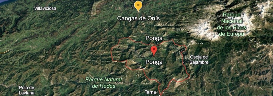 Mapa de Ponga, en Asturias