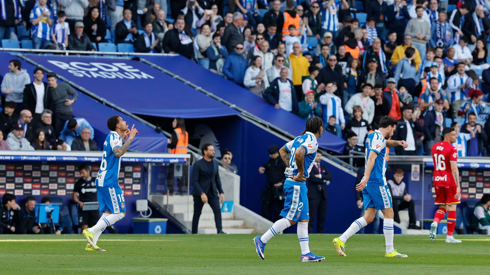 El Espanyol en uno de los goles anulados