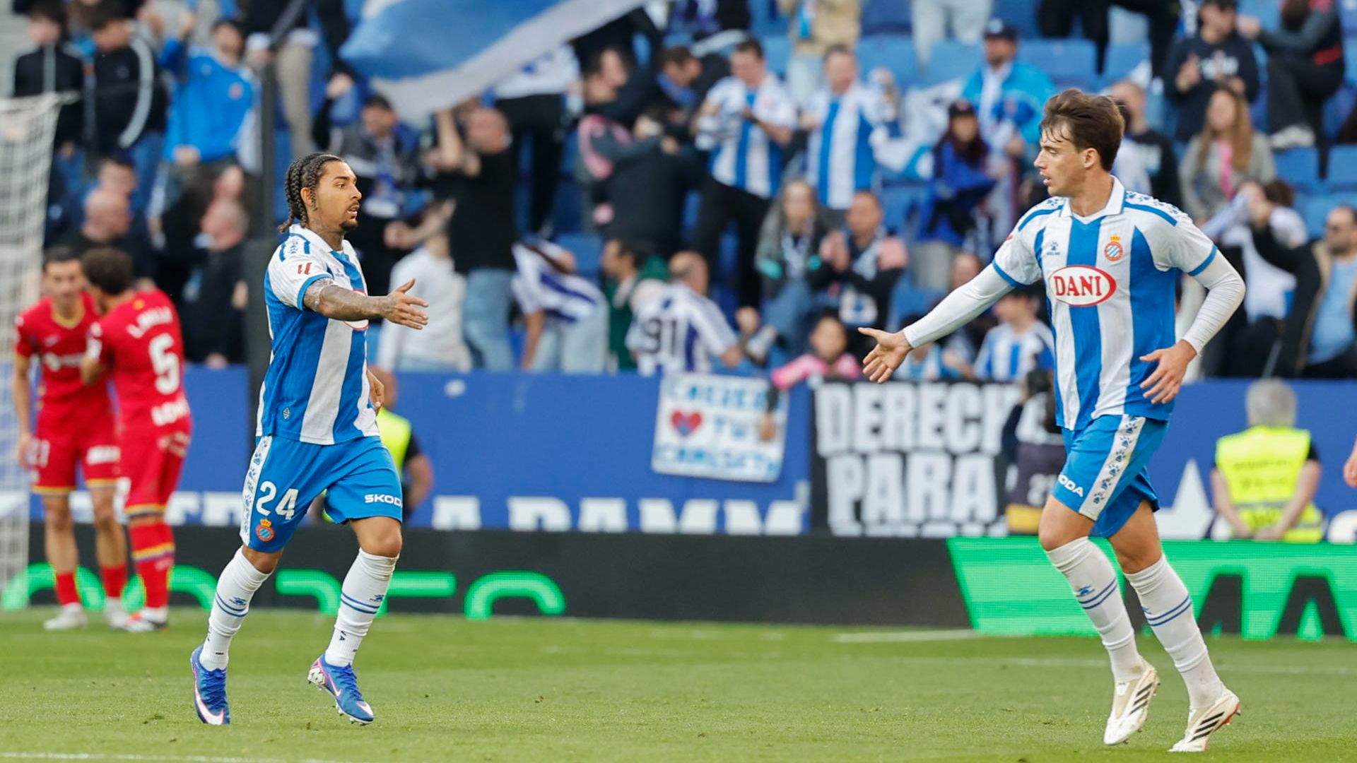 El Espanyol en uno de los goles contra el Getafe