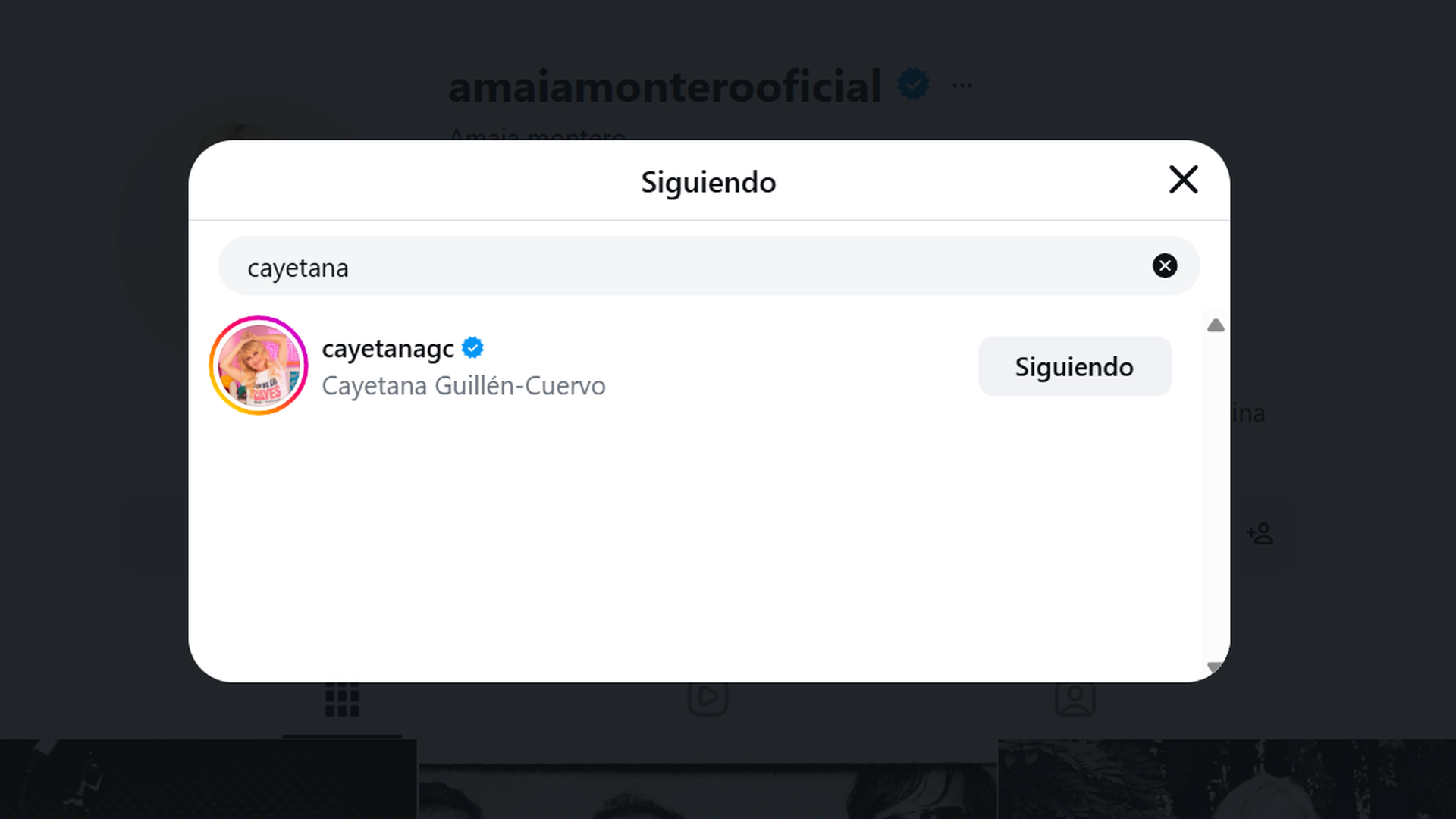 Amaia Montero vuelve a seguir en redes a Cayetana Guillén-Cuervo