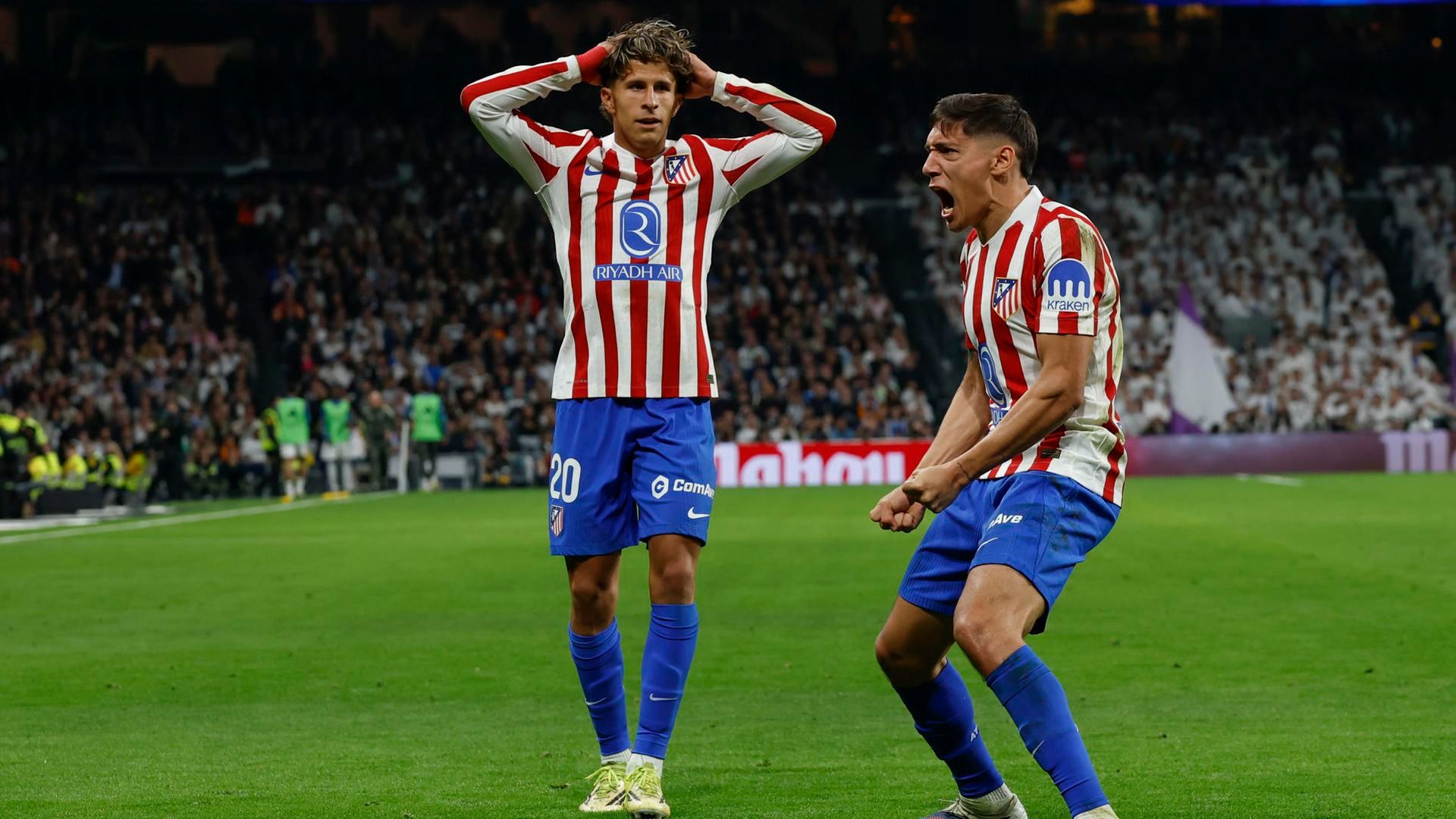 Nahuel Molina celebrando su golazo en el Bernabéu