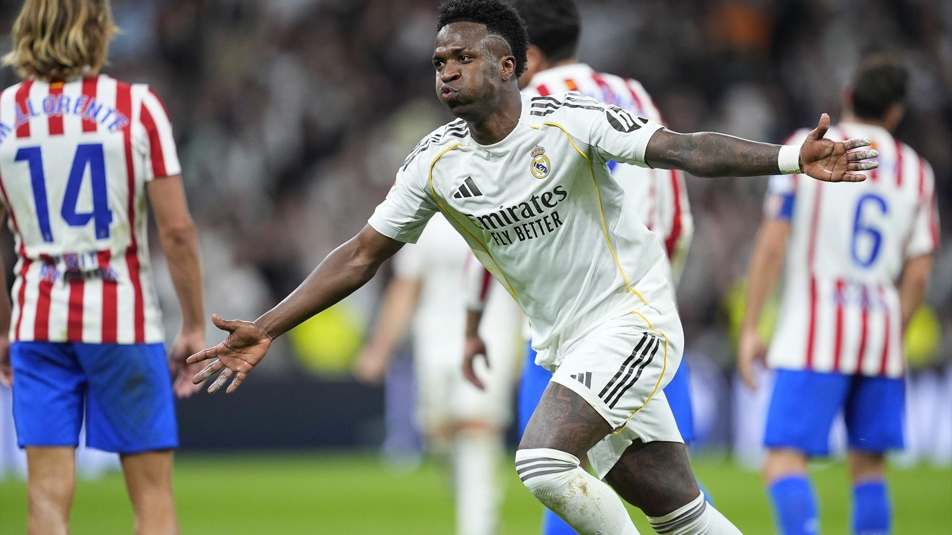 Vinicius celebra su gol al Atlético Vinicius celebra su gol al Atlético