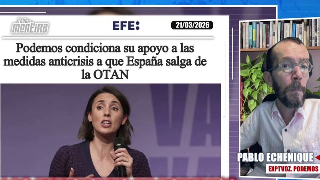 Echenique afirma que la posición de Podemos sobre "salir de la OTAN" no ha sido condicionante en las ayudas