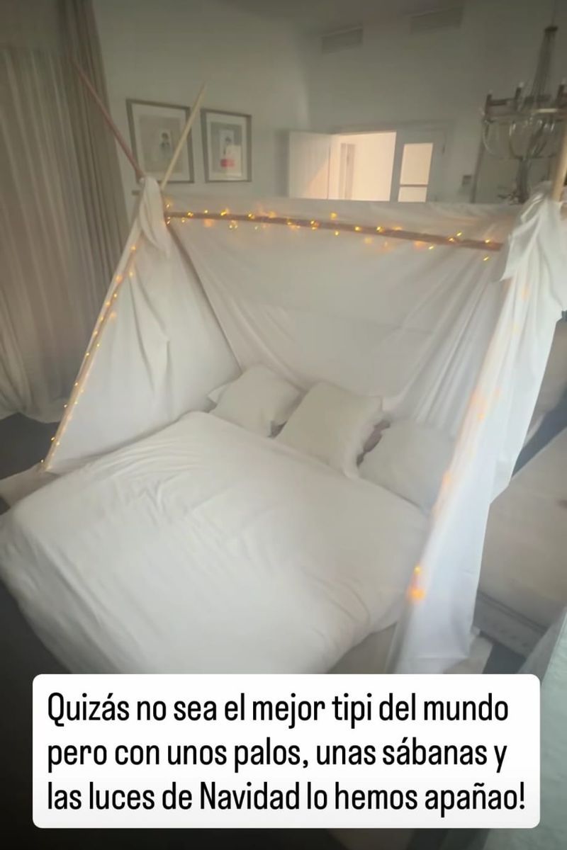El tipi casero que Eva González ha hecho a su hijo Cayetano con palos, sábanas y las luces de Navidad