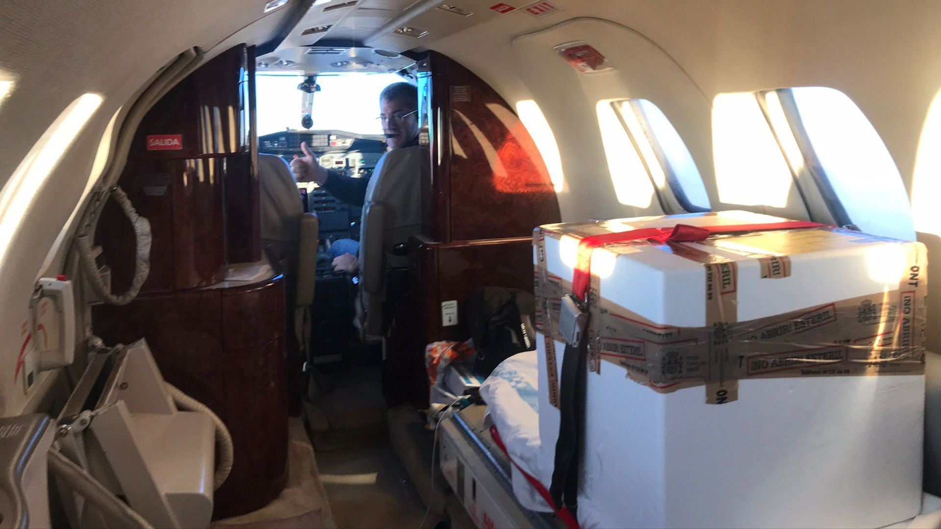 Interior de un avión medicalizado de European Flyers