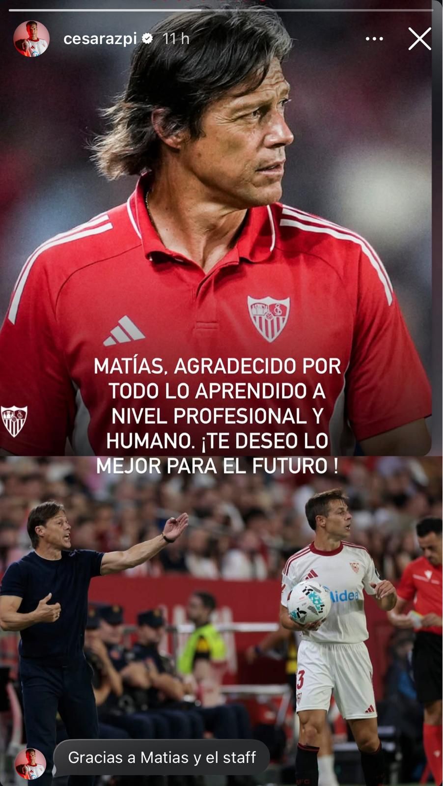 La despedida de César Azpilicueta a Matías Almeyda.