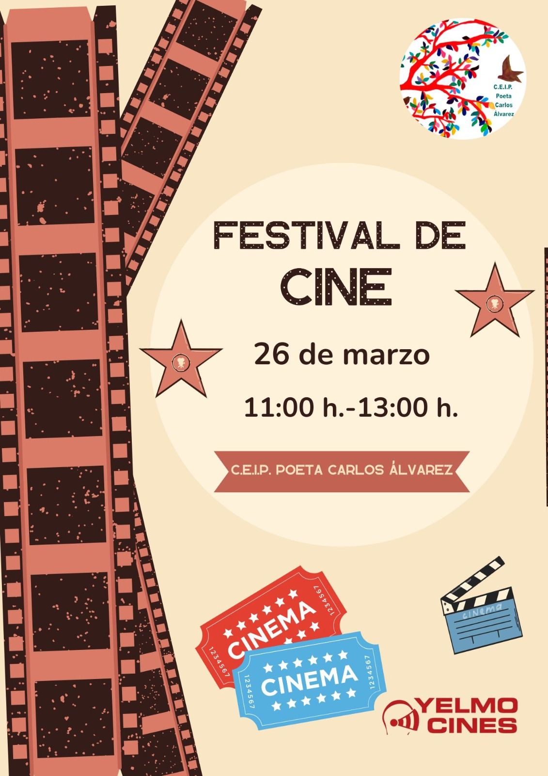 Cartel de la presentacion de los cortos de los alumnos del colegio