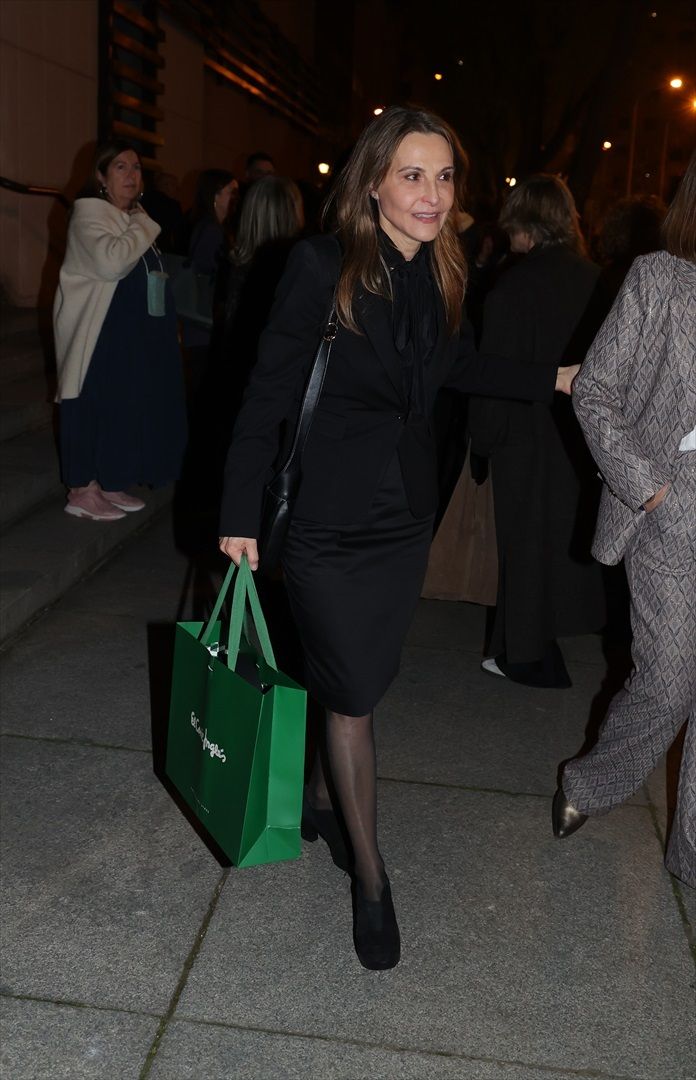 Ángela Rodrigo, en el funeral de Fernando Ónega