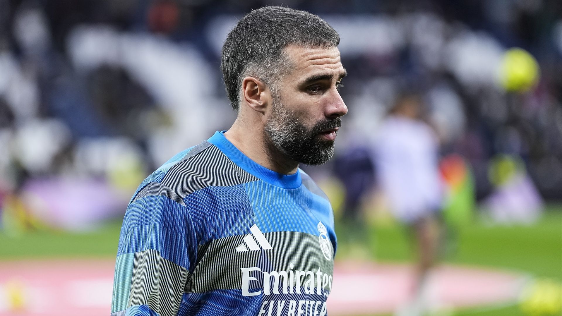 Daniel Carvajal antes de un partido del Real Madrid esta temporada