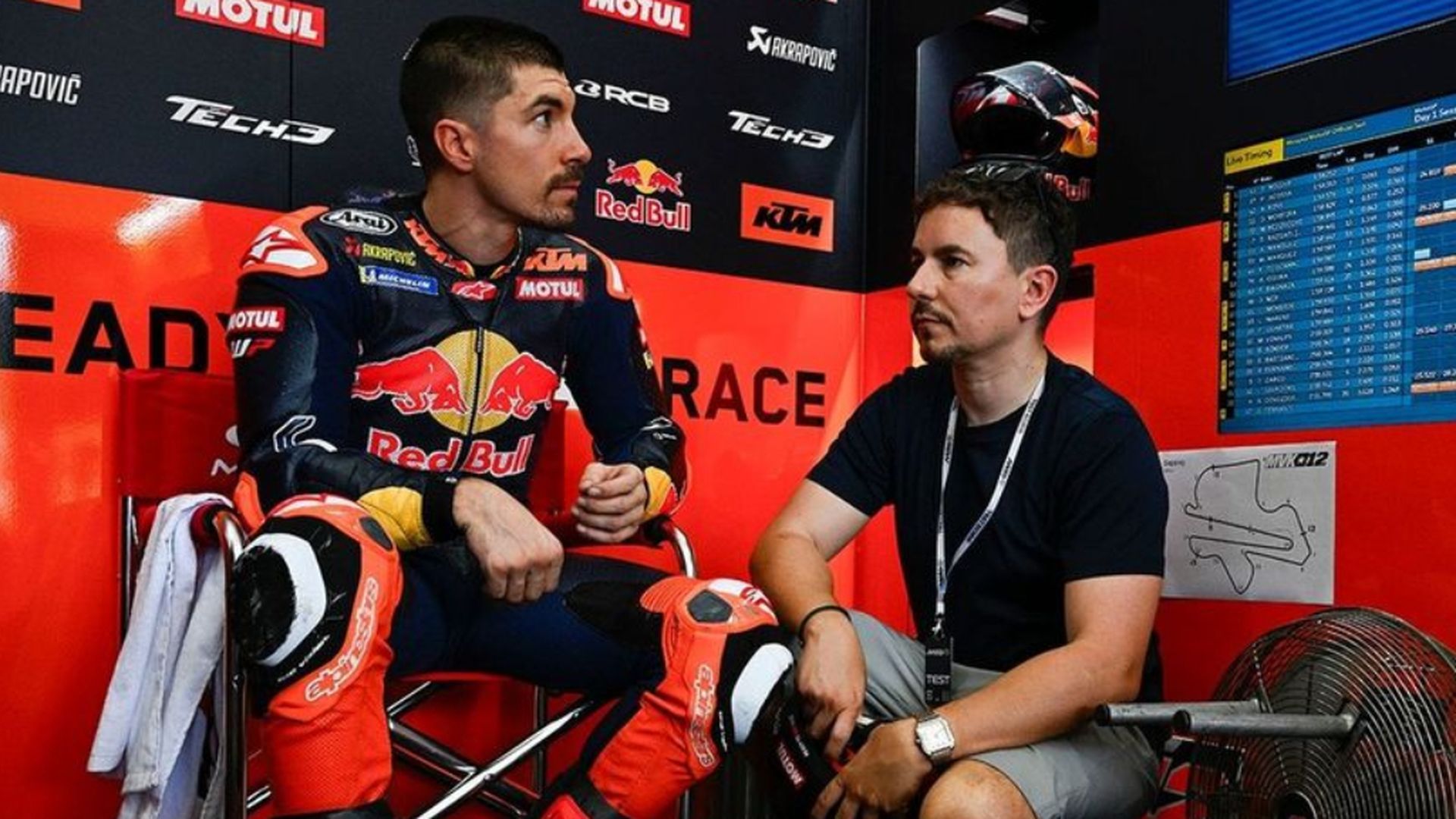 Jorge Lorenzo y Maverick Viñales, en el box de KTM