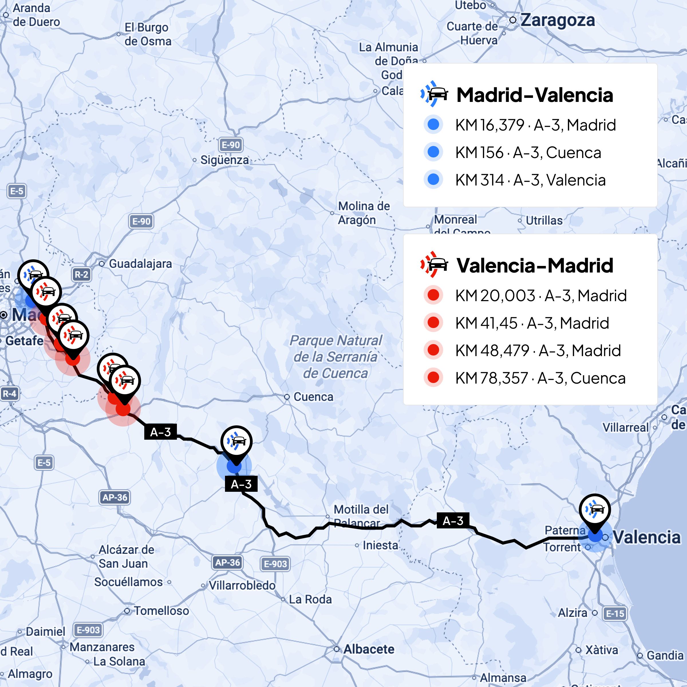 Infografía | Los radares que más multan en la A-3 de Madrid-Valencia