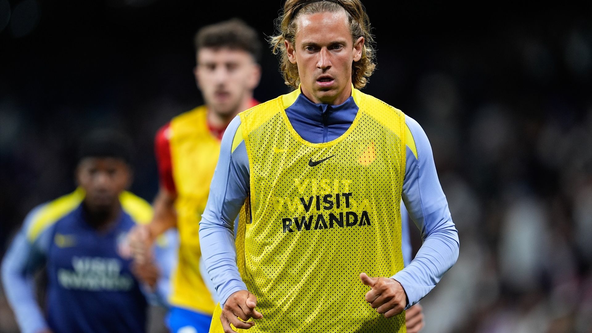 Marcos Llorente, en un calentamiento del Atlético de Madrid Marcos Llorente, en un calentamiento del Atlético de Madrid