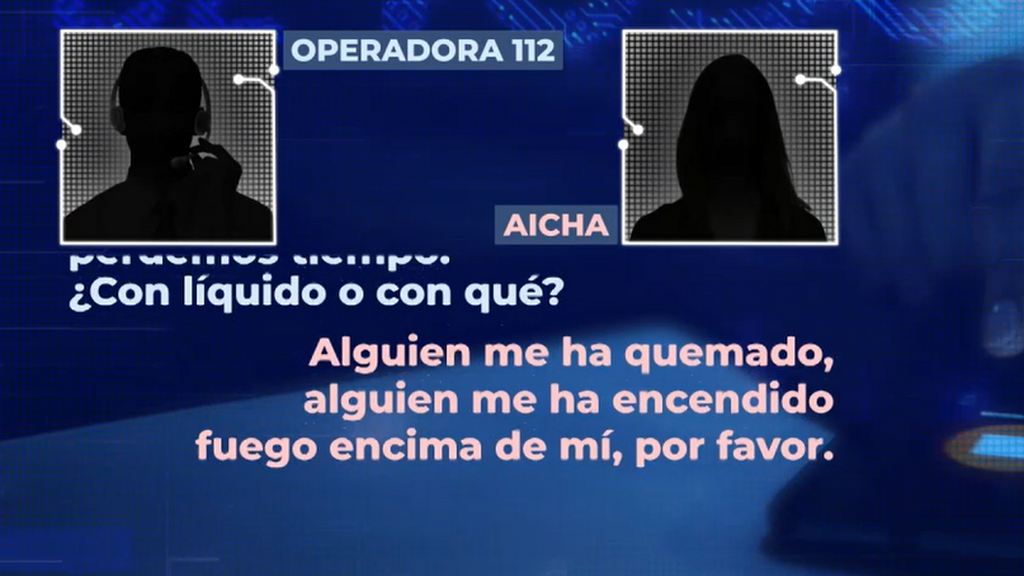 Exclusiva | La llamada de Aisha al 112 tras ser rociada con un líquido inflamable con su bebé en brazos: "Me ha prendido fuego encima de mí"