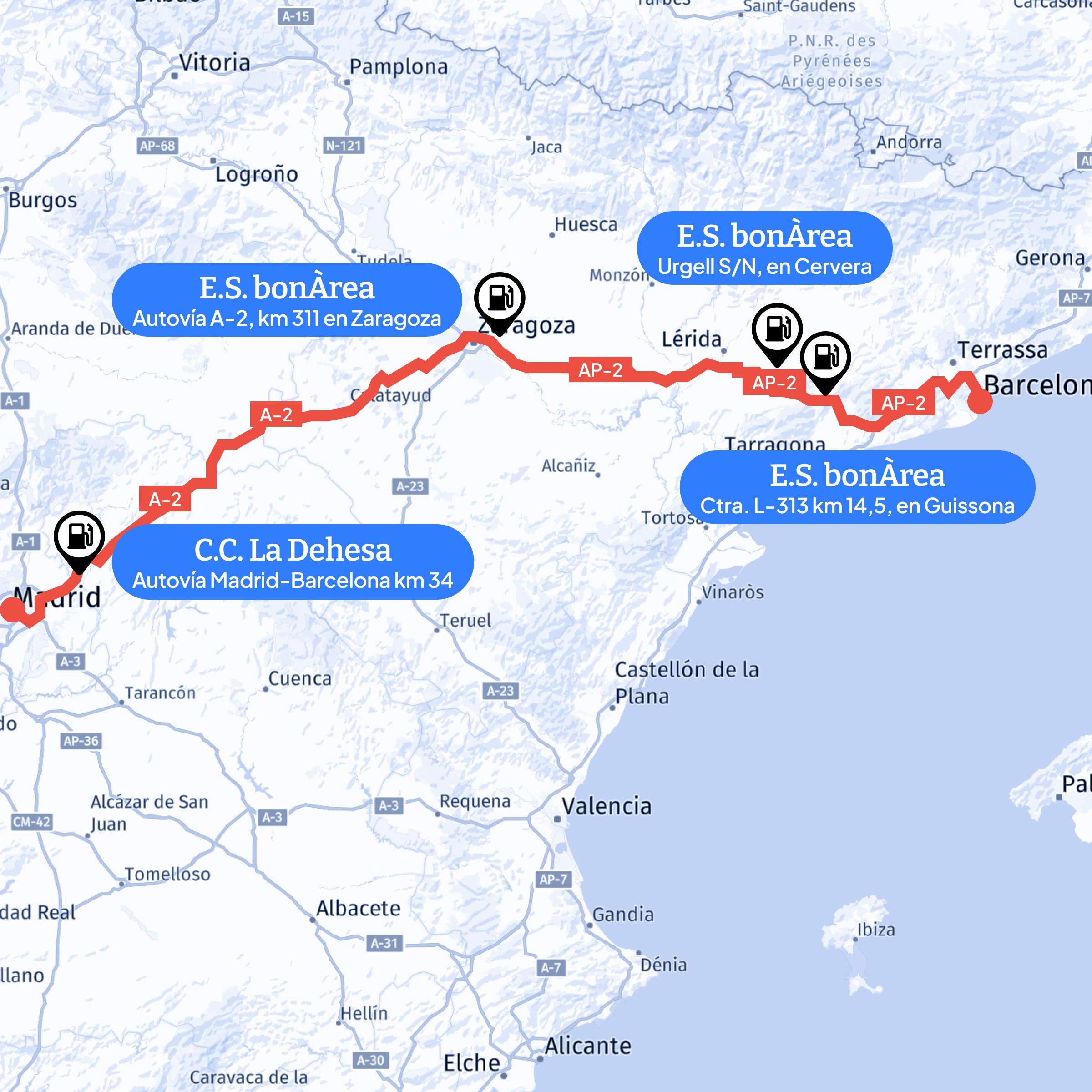 Infografia | Las gasolineras más baratas si viajas esta Semana Santa de Madrid a Cataluña