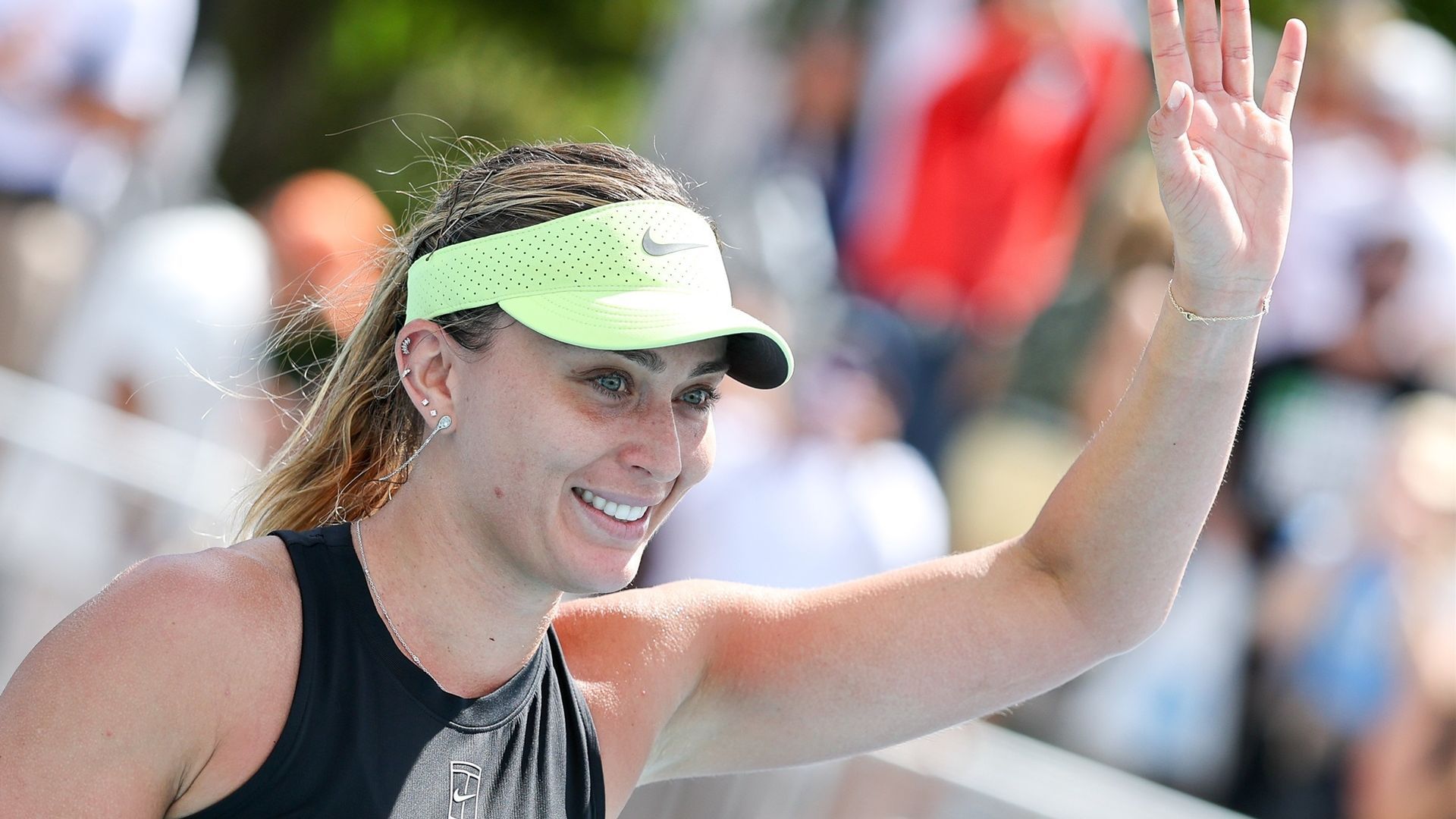 Paula Badosa durante un partidocdel Open de Miami esta temporada