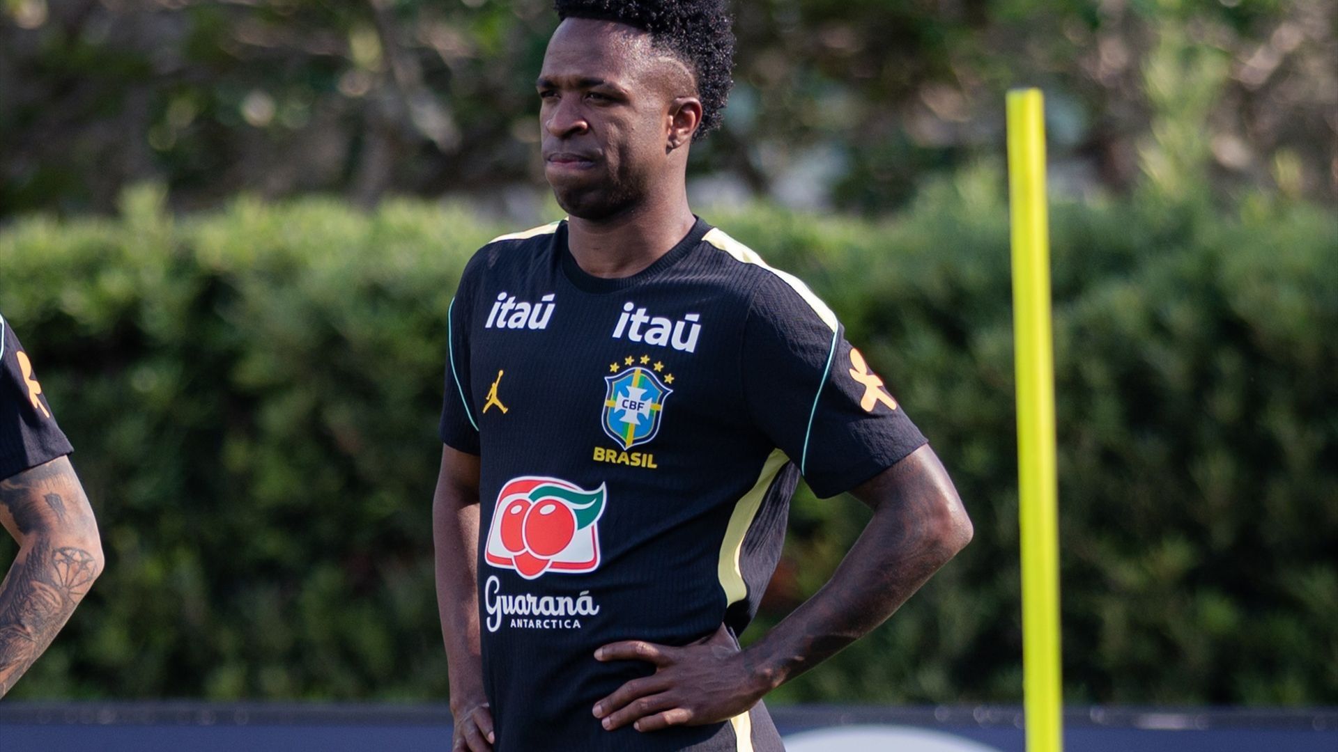 Vinicius Jr., en un entrenamiento con Brasil