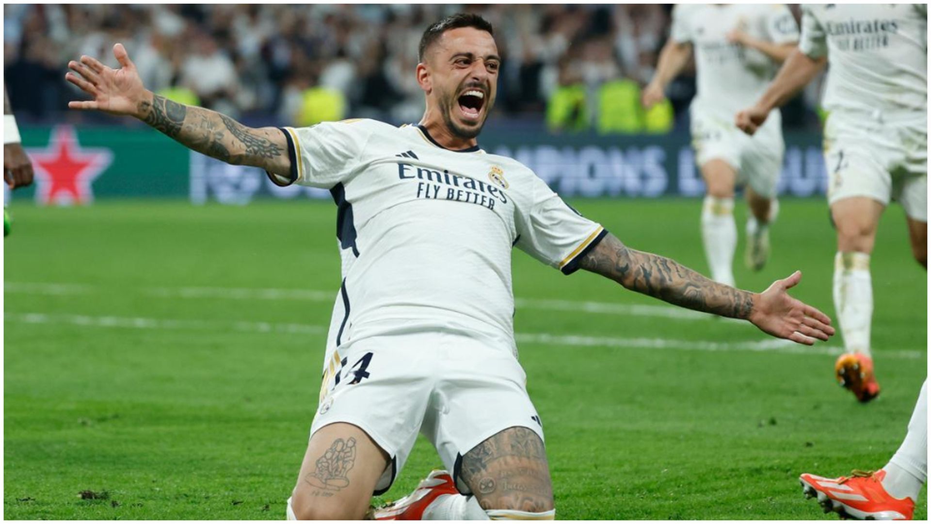 Joselu Mato, celebrando un gol con el Real Madrid Joselu Mato, celebrando un gol con el Real Madrid
