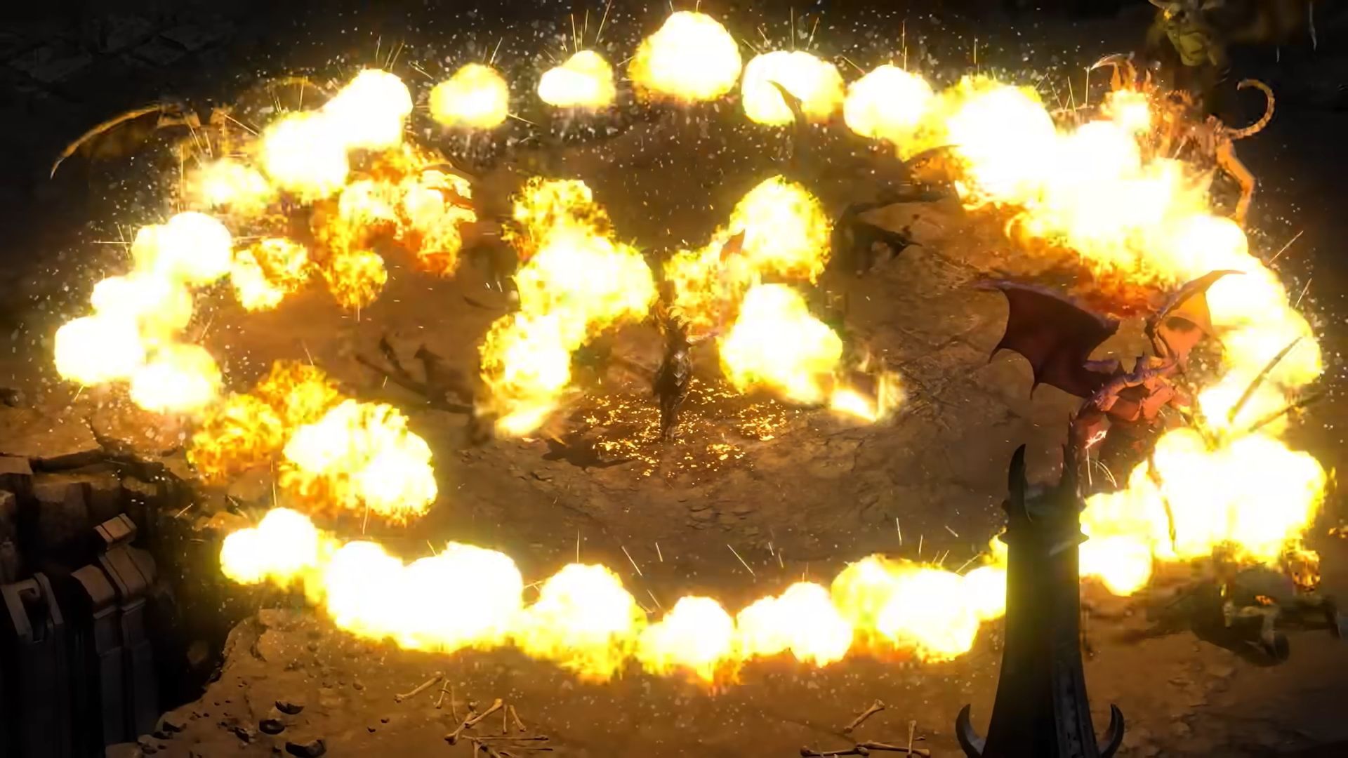 Ataque en área con el warlock en Diablo II: Resurrected