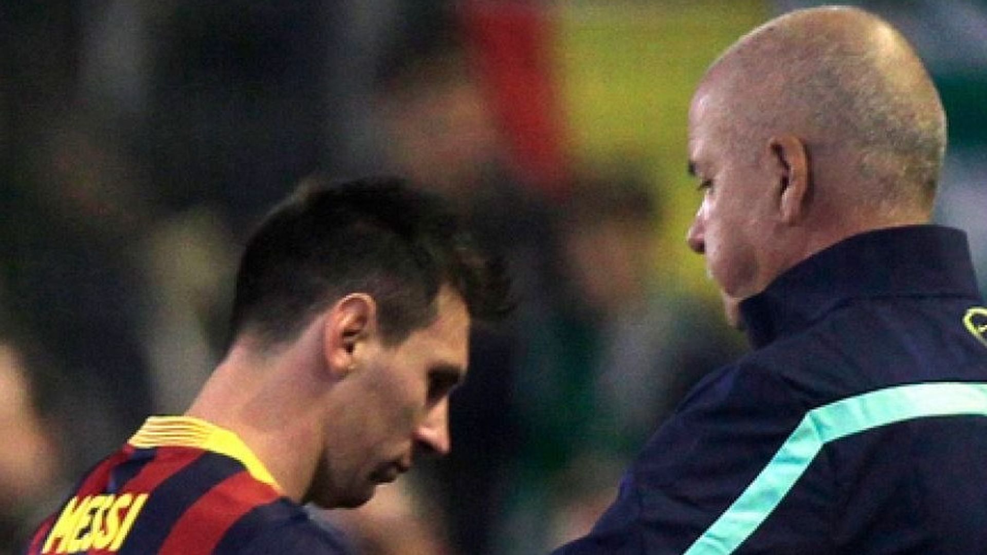 Juanjo Brau y Leo Messi en un entrenamiento del Barça