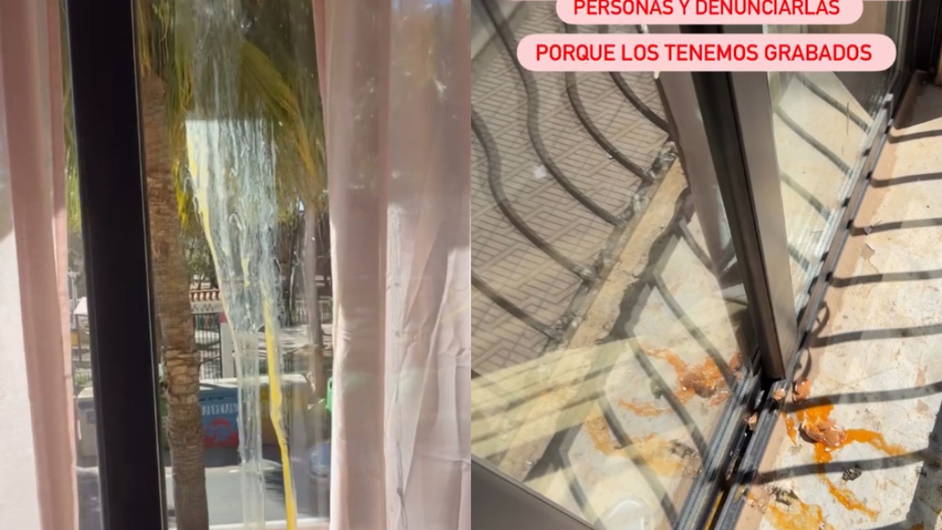 Las ventanas de la casa de Mayeli Díaz y Álvaro Rubio, vandalizadas por sus vecinos tras tirarles huevos