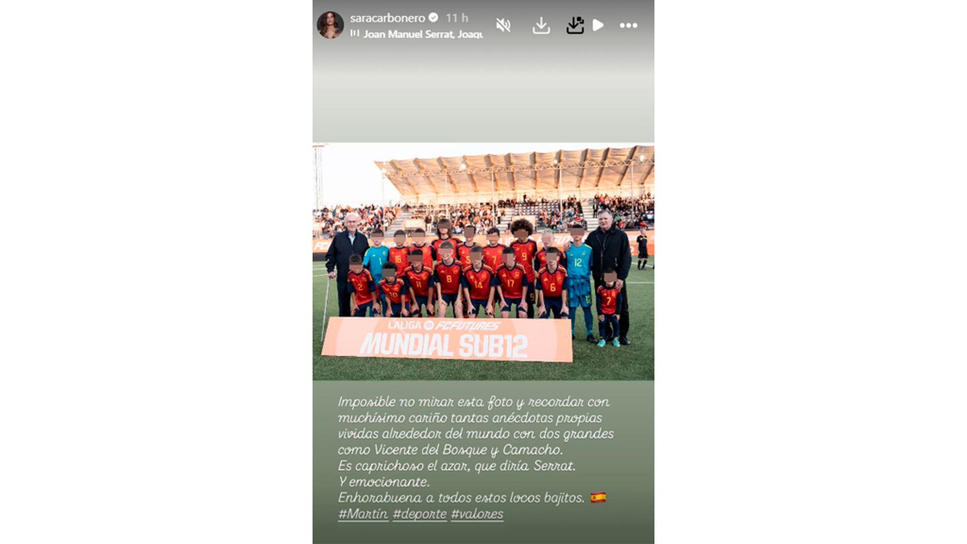 Sara Carbonero, emocionada con la carrera de su hijo Martín