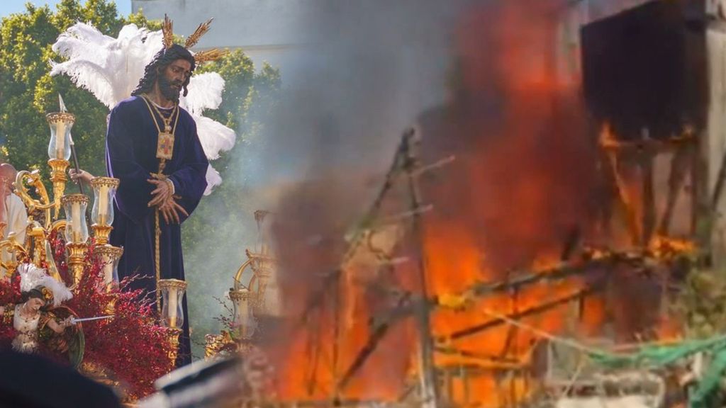 Un incendio en un ático en la calle Francos de Sevilla obliga a cortar el paso del trono y cambiar su recorrido