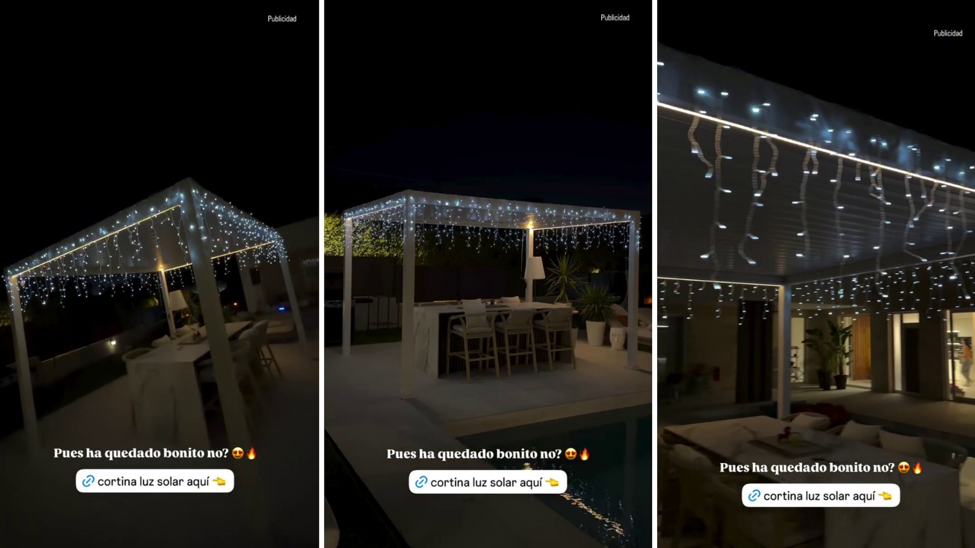 El resultado de las luces de ambiente que ha puesto en la pérgola