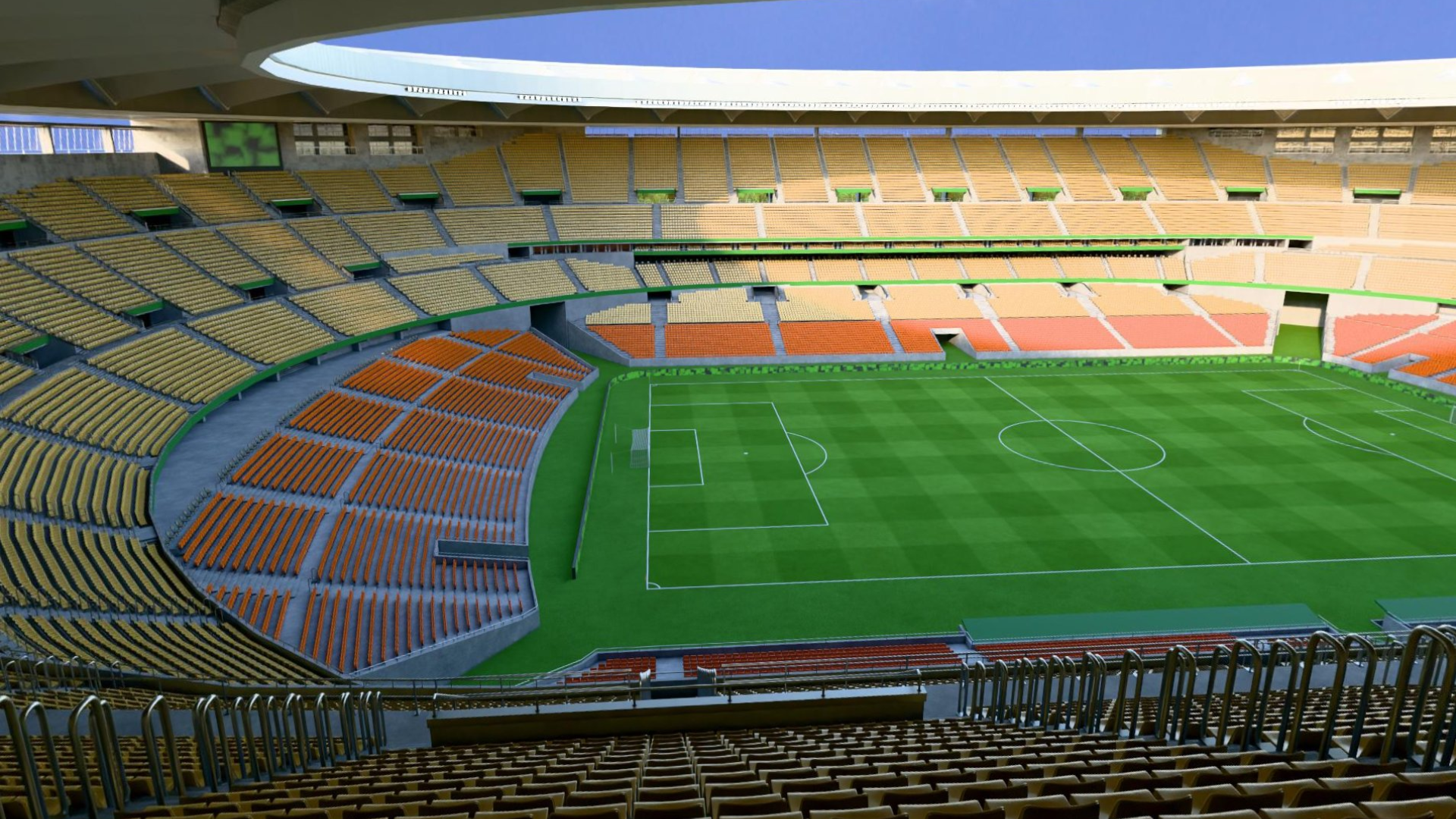 Recreación virtual desde la zona alta de Preferencia de La Cartuja Recreación virtual desde la zona alta de Preferencia de La Cartuja