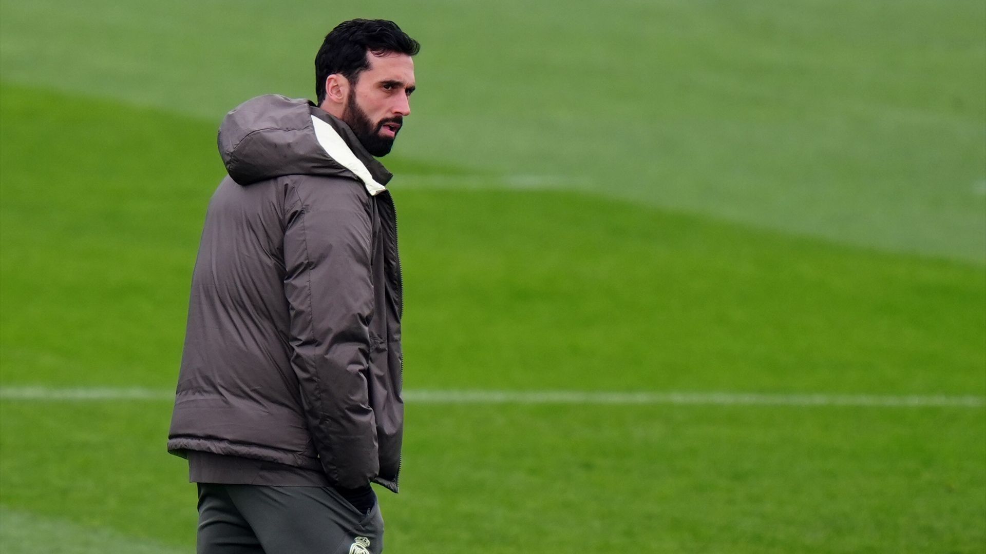 Álvaro Arbeloa, en un entrenamiento del Real Madrid