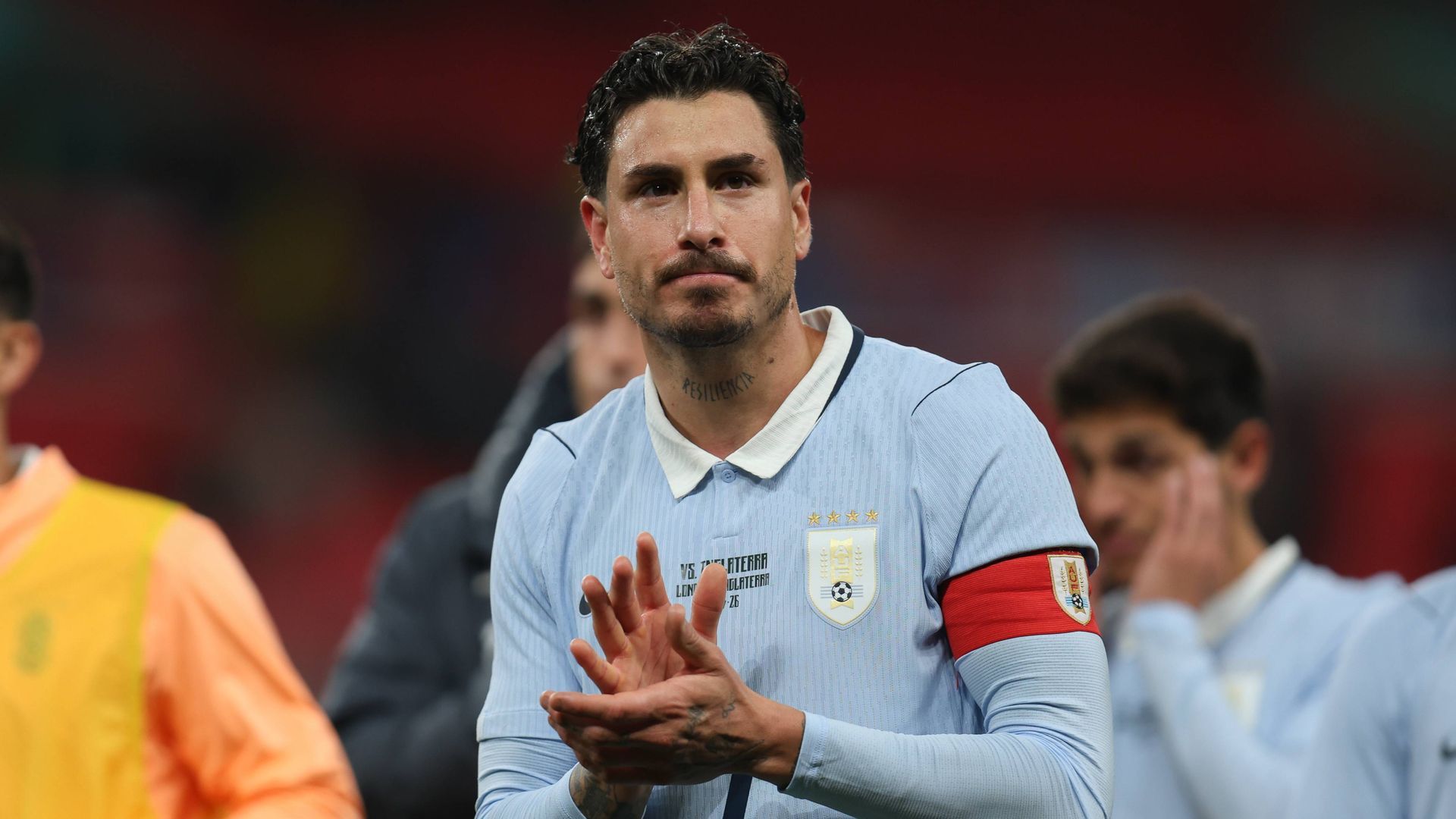 José María Giménez tras un partido con Uruguay