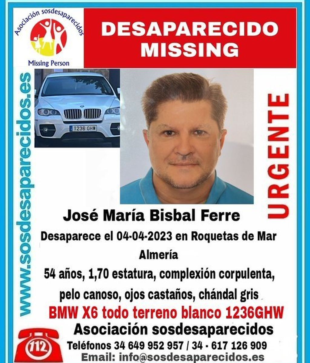 La foto de SOS Desaparecidos tras la desaparición de José María Bisbal