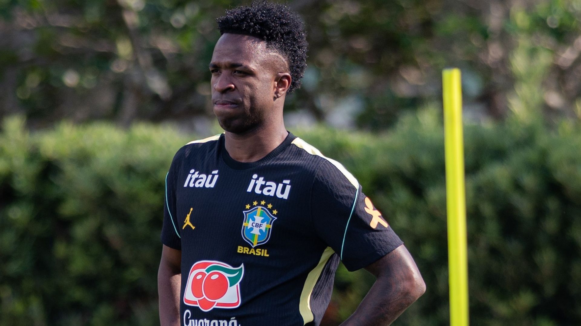 Vinicius Junior durante un entrenamiento de Brasil esta temporada
