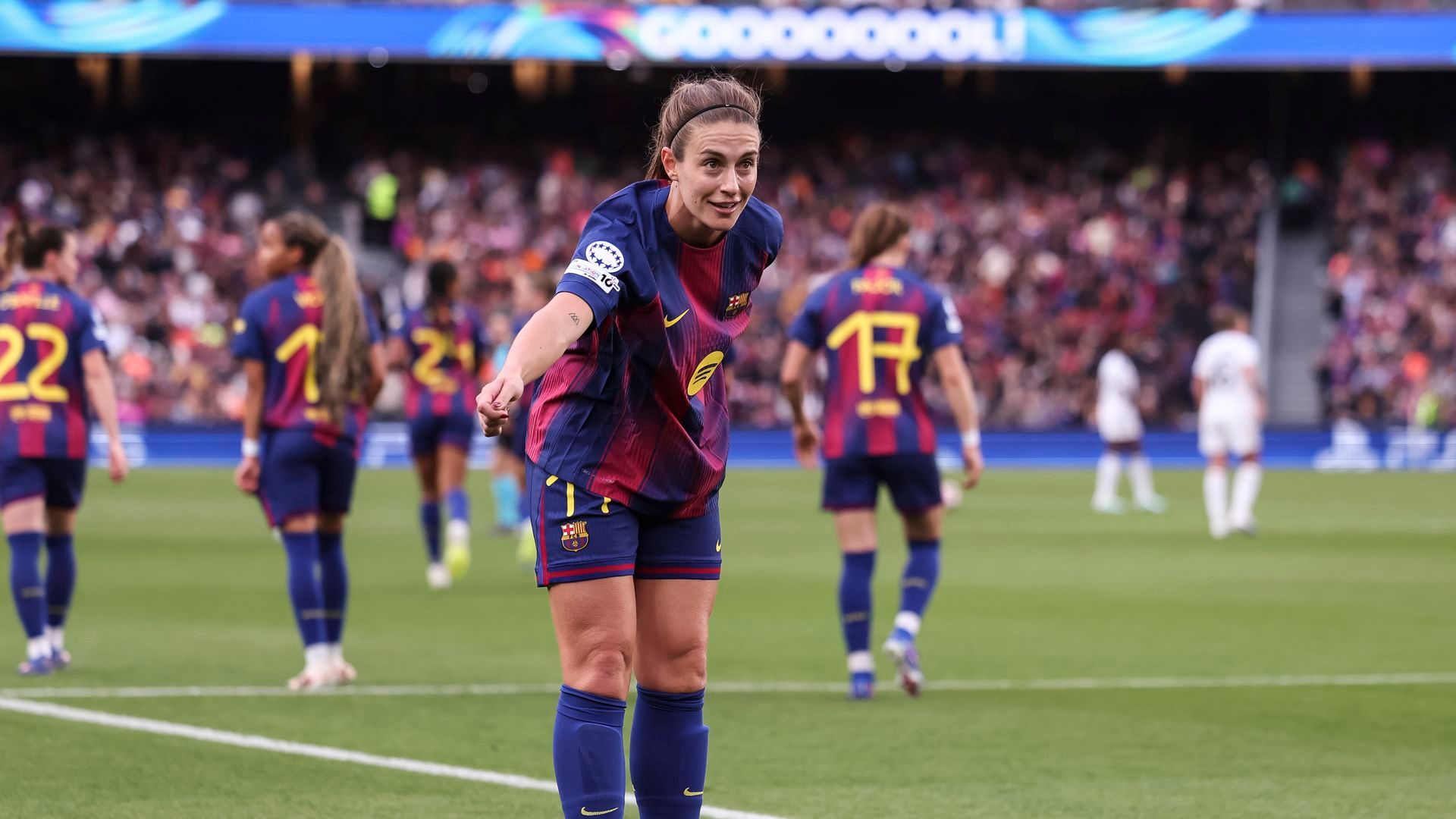 Alexia Putellas celebrando un gol en el Clásico