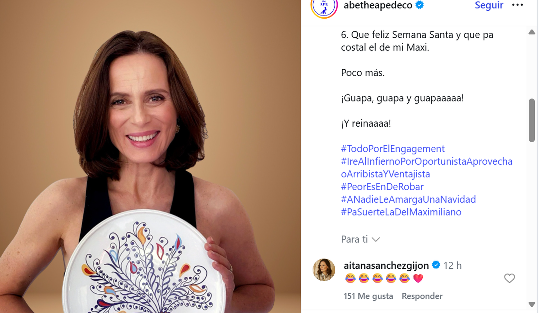 La reacción de Aitana Sánchez-Gijón