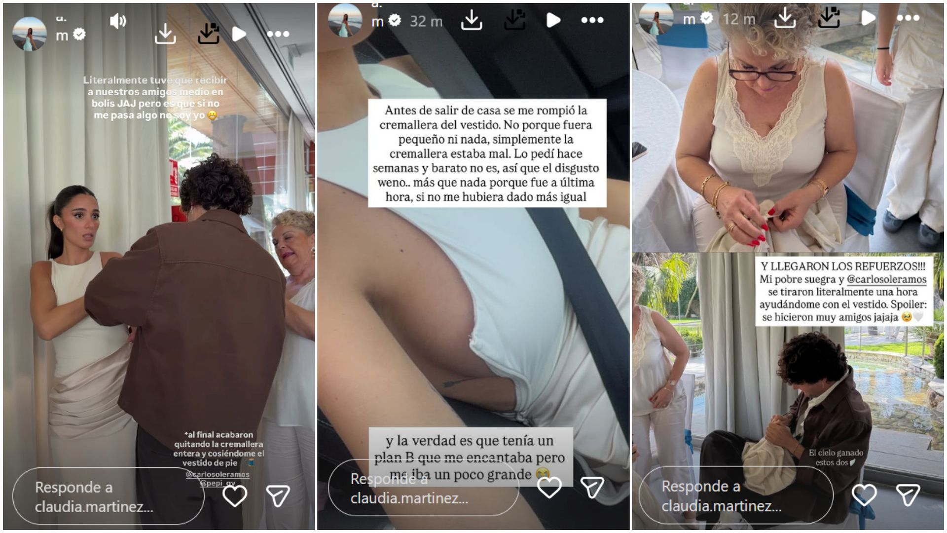 Claudia Martínez ha explicado el incidente que tuvo con su vestido