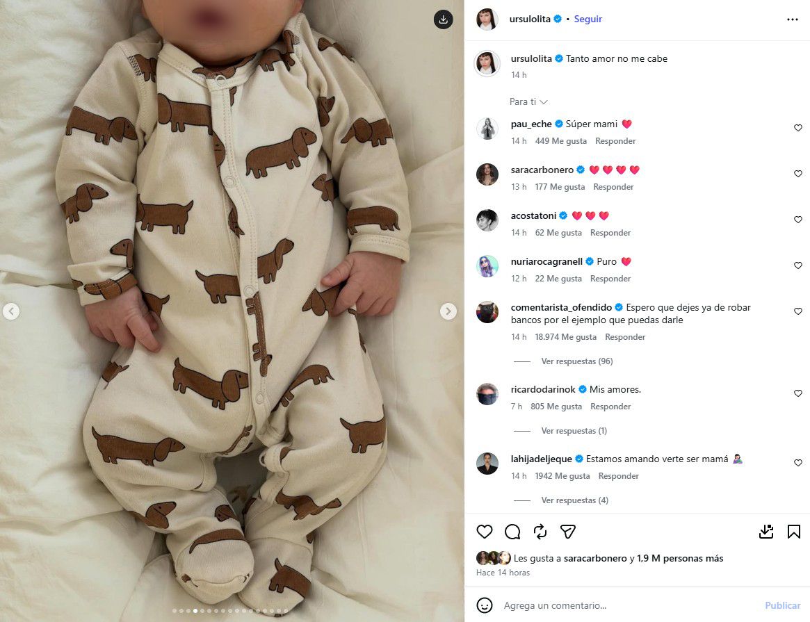 Dante, el primer hijo de Úrsula Corberó y Chino Darín